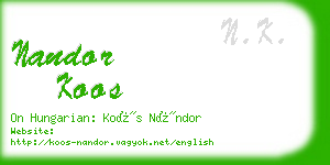 nandor koos business card